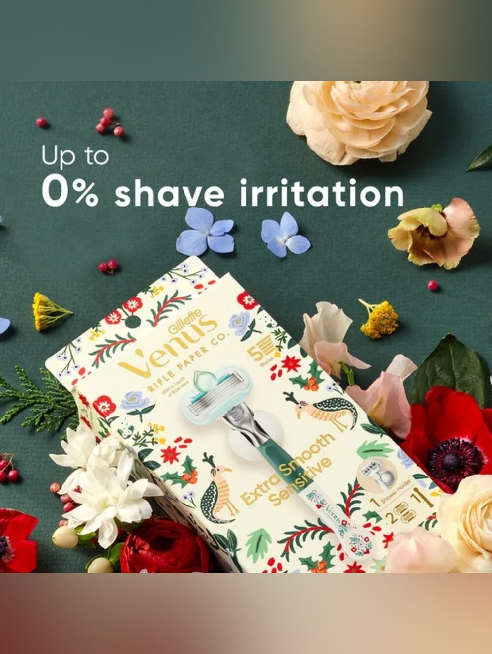 Venus Rifle Paper Co. + Extra Smooth Sensitive Women's Razor - Picture 4 of 8